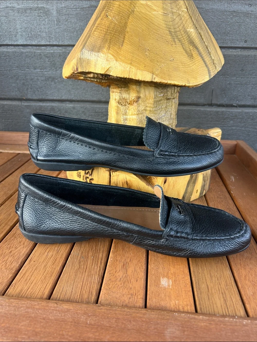Coach Odette Women's Black Leather Penny Loafers NWOT